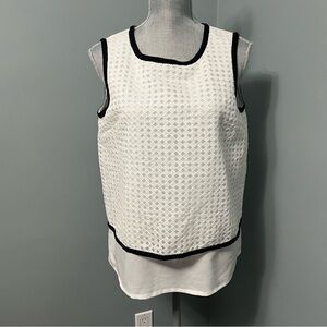 KARL LAGERFELD sleeveless blouse size medium white and black top office wear